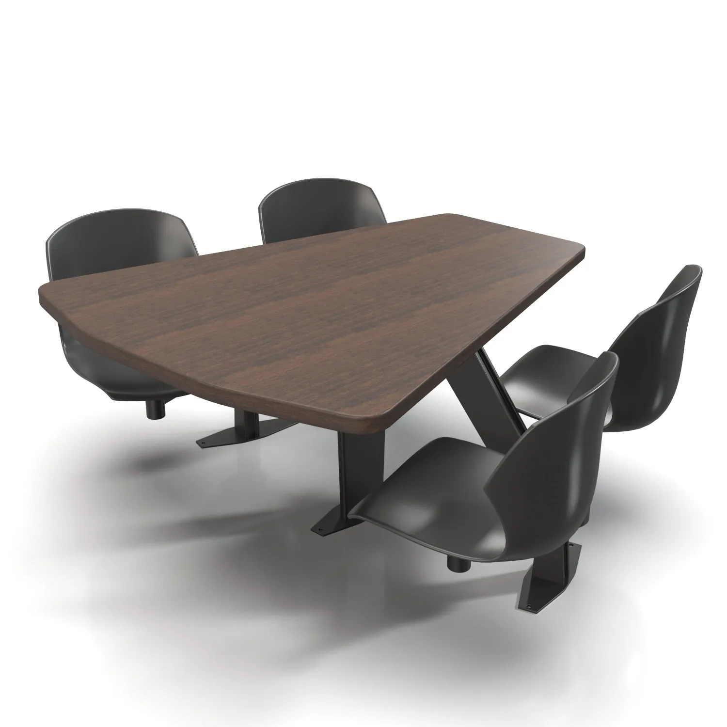 Shield Table with Plastic Bucket Seats PBR 3D Model_06